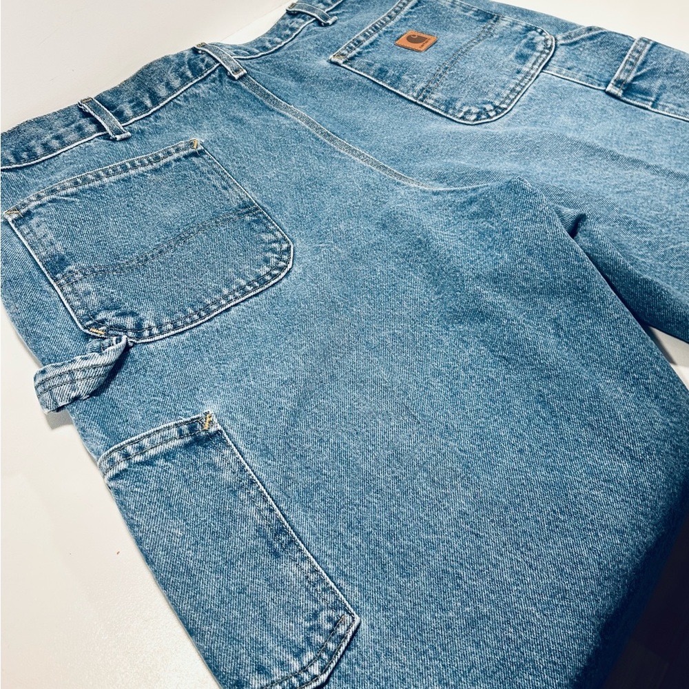 Carhartt Mens 40x30 Carpenter Jeans Light Wash Relaxed Fit Work Utility Denim